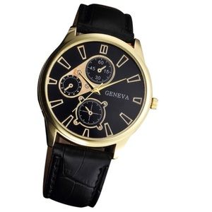 Leather quartz watch